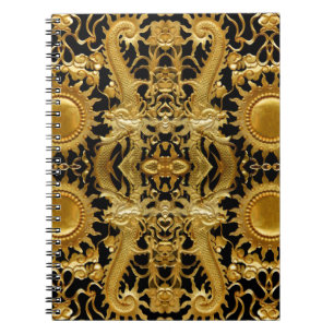 Caderno Espiral dragão ouro