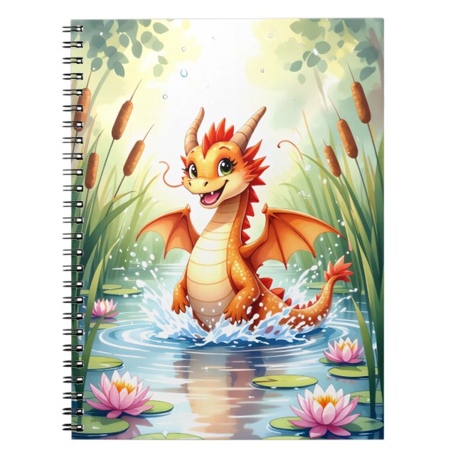 Caderno Espiral Dragão Pond Jogado (Frente)