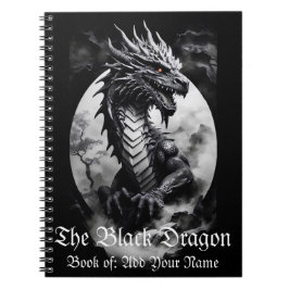 Caderno Espiral Dragão preto e branco