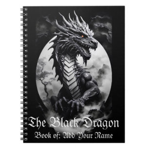 Caderno Espiral Dragão preto e branco