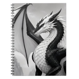 Caderno Espiral Dragão preto e branco