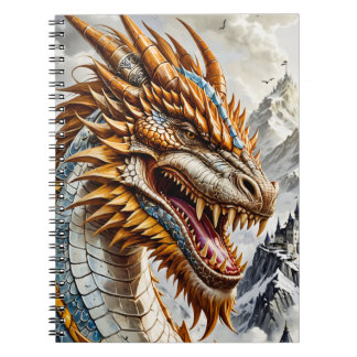 Caderno Espiral Dragão Realista do ouro