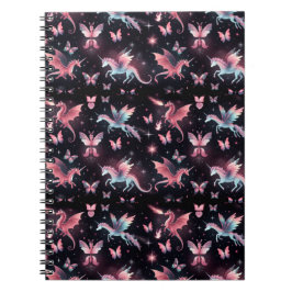 Caderno Espiral Dragão Unicórnio Rosa Misto