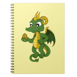 Caderno Espiral Dragão verde desenho animado