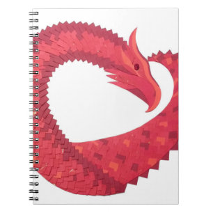 Caderno Espiral Dragão vermelho em branco