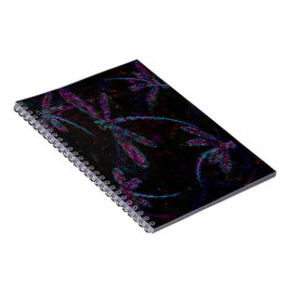 Caderno Espiral Dragões Azuis bonito em Preto
