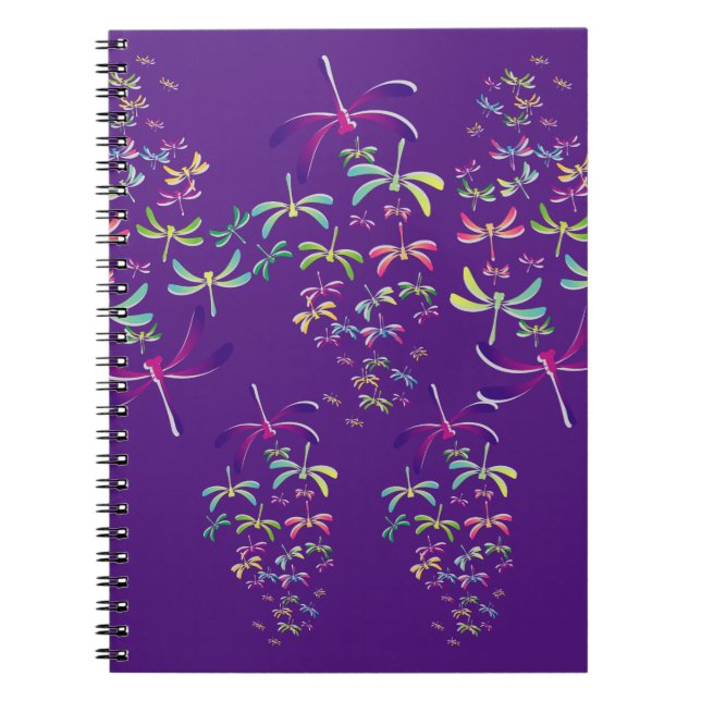 Caderno Espiral Dragões Coloridos em Roxo (Frente)