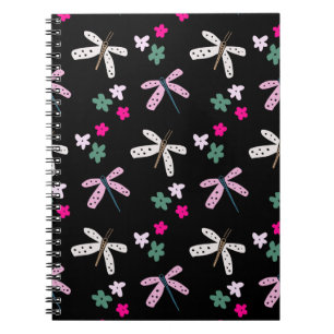 Caderno Espiral Dragões e Flores a Preto