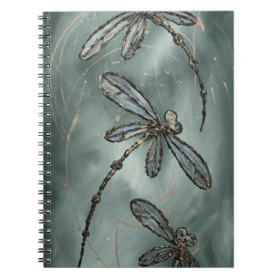 Caderno Espiral Dragões Fleck Dourados em Cinzas Gunmetal