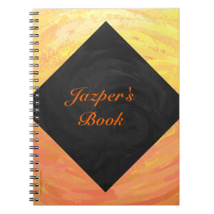 Caderno Espiral Dragões Olhos Laranja e Monograma Negro