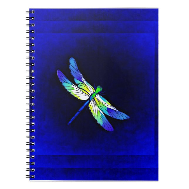 Caderno Espiral Dragonfly Electric Blue - Personalize com um nome (Frente)