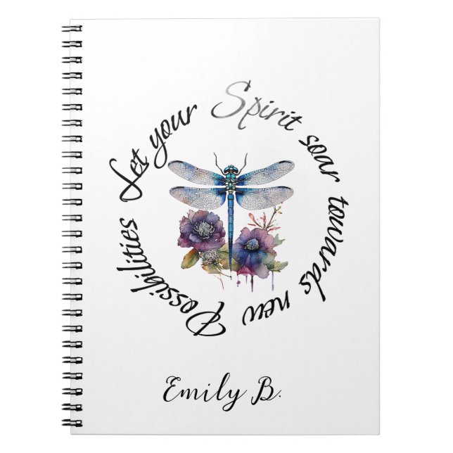 Caderno Espiral Dragonfly - espírito de novas possibilidades perso (Frente)