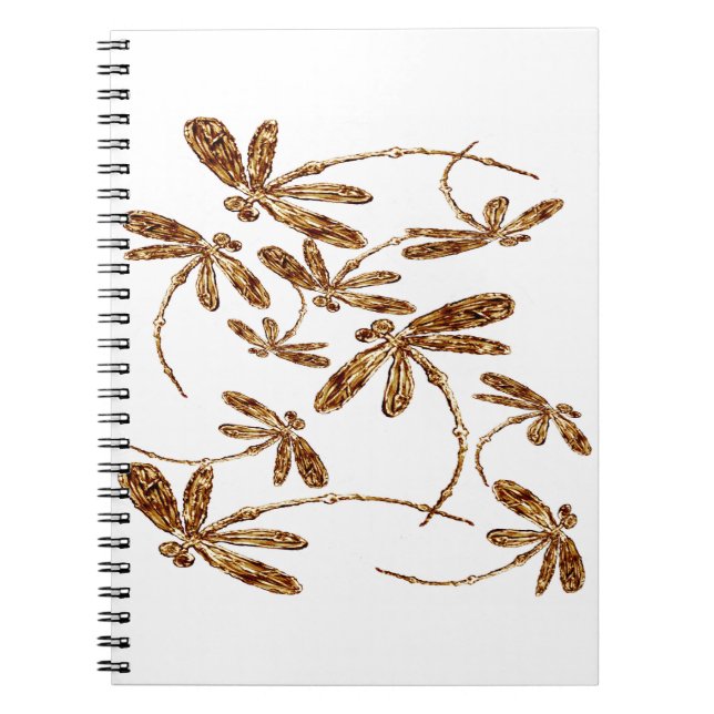 Caderno Espiral Dragonfly Frenzy Dourado (Frente)