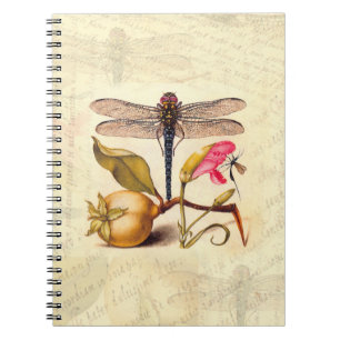 Caderno Espiral Dragonfly, Pear, Cravo e Insetos