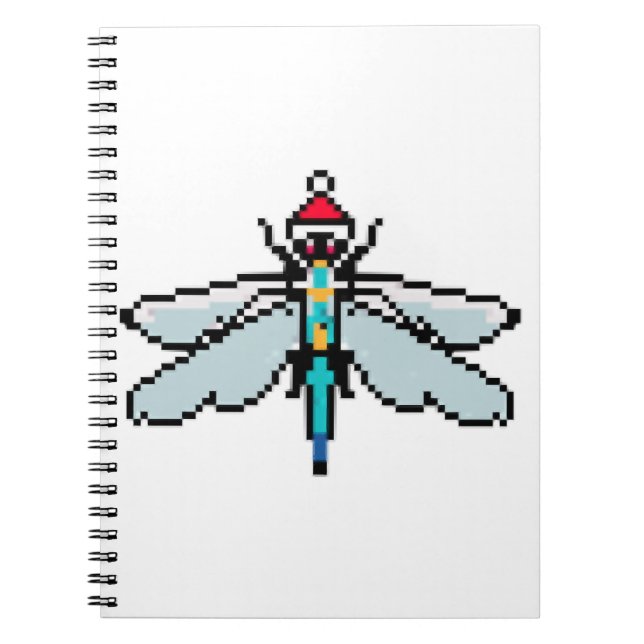 Caderno Espiral Dragonfly Pixelada Natal - Dragonfly Engraçada (Frente)