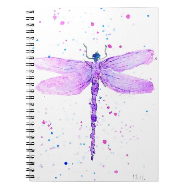 Caderno Espiral Dragonfly roxa (Frente)