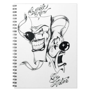 Caderno Espiral Drama Máscara Sorria Agora Chore Mais Tarde
