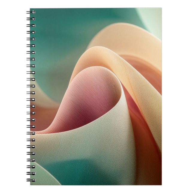 Caderno Espiral Drapeados Abstratos com Fluxo de Gradiente Pastel (Frente)