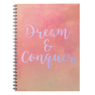 Caderno Espiral Dream And Conquer Girly Watercolor Notebook