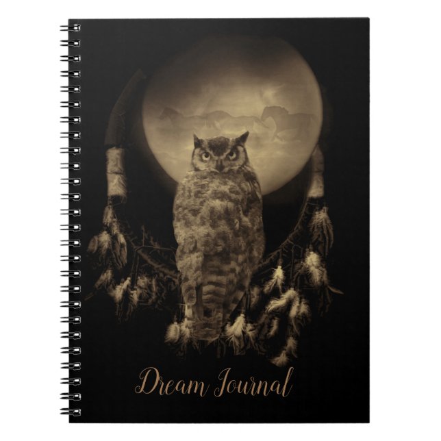 Caderno Espiral Dream Catcher Dream Diário com Coruja (Frente)