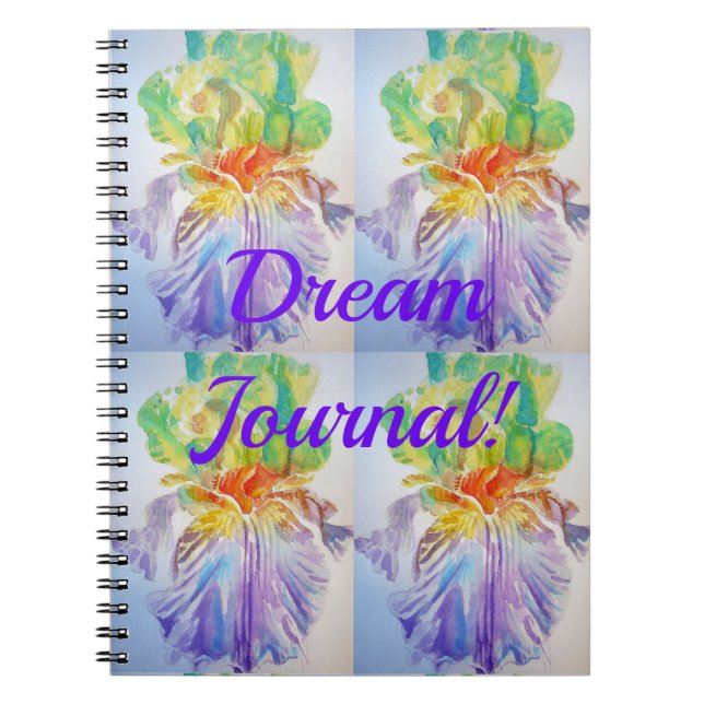 Caderno Espiral Dream Journal Iris Pattern Floral Flowers Notebook (Frente)