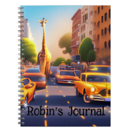Caderno Espiral Dreamscape Girafa in City com automóveis Notebook
