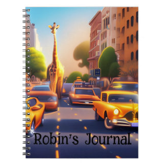 Caderno Espiral Dreamscape Girafa in City com automóveis Notebook