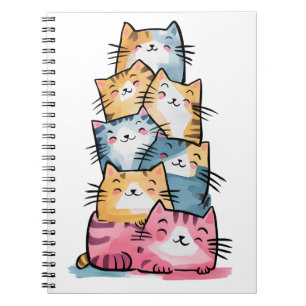 Caderno Espiral Dreamy Cats Watercolor