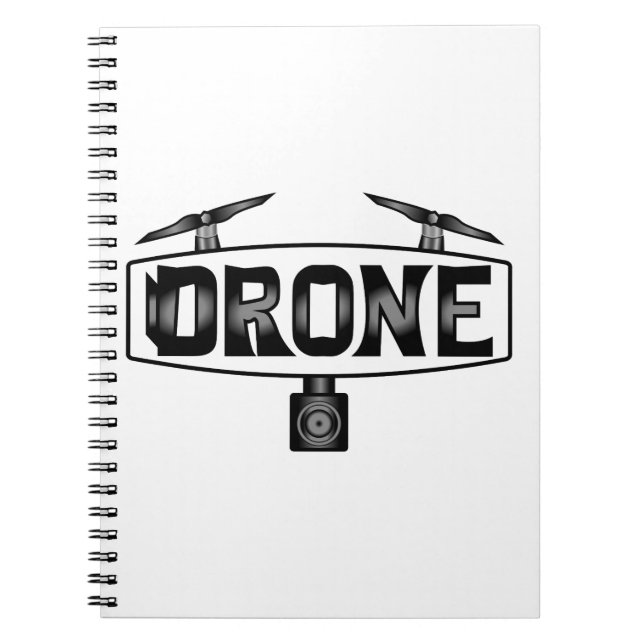 Caderno Espiral Drone Com A Palavra Drone (Frente)