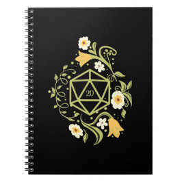 Caderno Espiral Druid D20 Plantas de Arroz e Flores Tabletop RPG