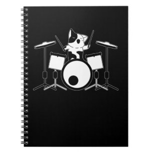 Caderno Espiral Drumet Cat Drumset Pet Drumet Musical Animal