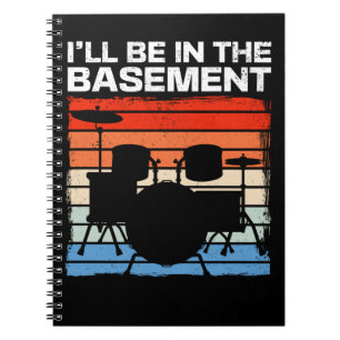 Caderno Espiral Drummer Retroativo do Conjunto de Tambores Funny