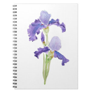 Caderno Espiral duas irisões roxas tinta e aquarela