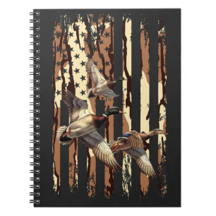 Caderno Espiral Duck Hunt American Flag Waterfowland Bottomland Ca