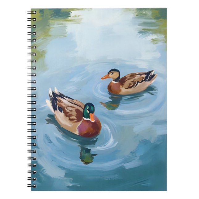 Caderno Espiral Duck Pond Watercolor Painted (Frente)