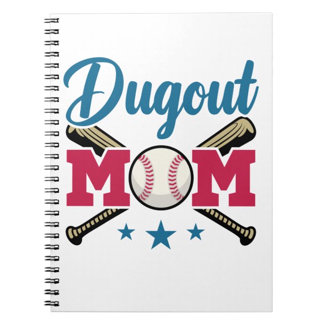 Caderno Espiral Dugout Mãe Baseball Pai T-Ball Tee Ball (Frente)
