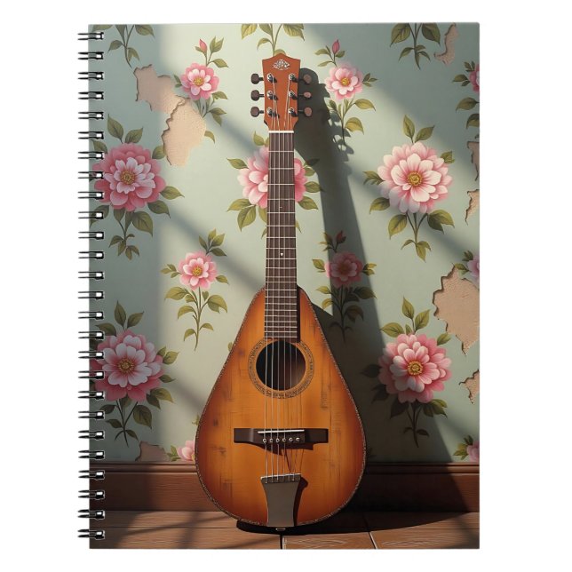Caderno Espiral Dulcimer Antigo Raro de Seis Cordas (Frente)