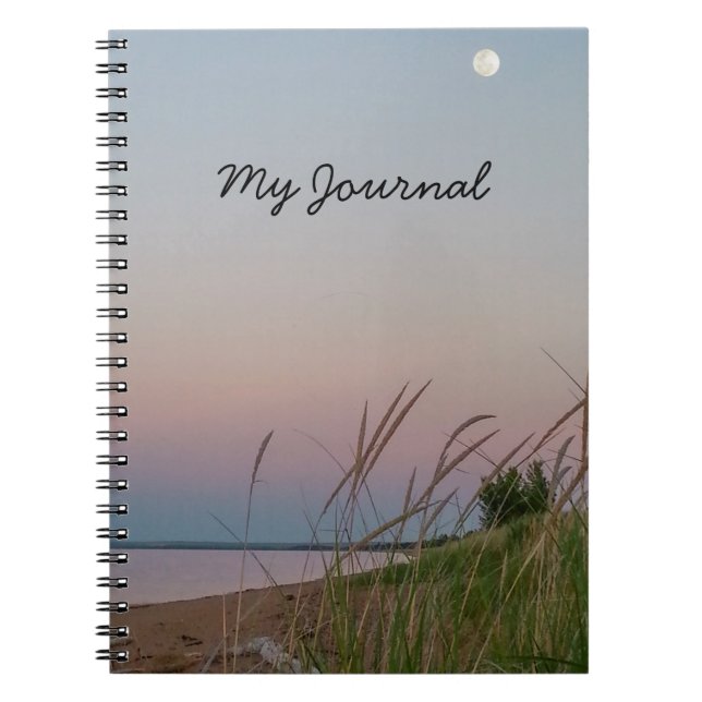 Caderno Espiral Dunas de areia na Lua cheia de praia (Frente)