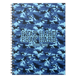 Caderno Espiral Duro de Reze Religiosos Camo Azul Duro