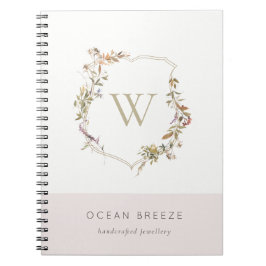 Caderno Espiral Dusky Blush Pink Crest Monograma
