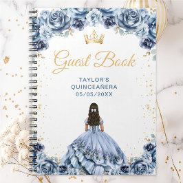 Caderno Espiral Dusty Blue Princess Quinceañera Livro Convidado