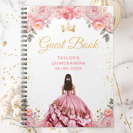 Caderno Espiral Dusty Pink Princesa Quinceañera Livro Convidado
