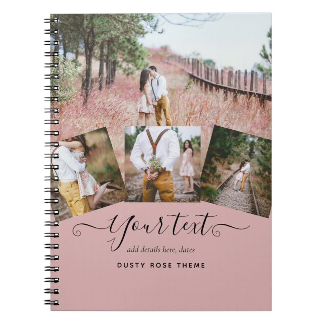 Caderno Espiral Dusty Rosa Pink Newlyweds - Presente FOTO De Casam (Frente)