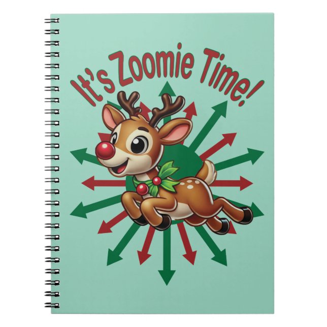Caderno Espiral "É hora da Zoomie! Reindeer de Natal (Frente)