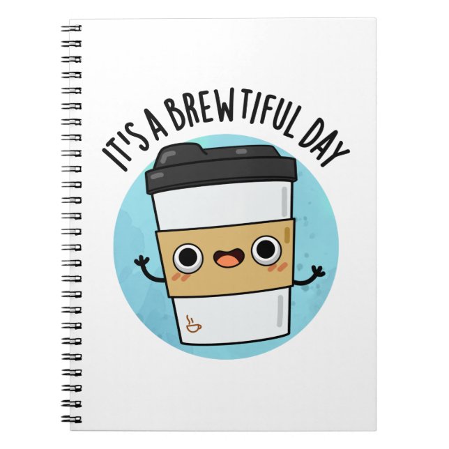 Caderno Espiral É um Dia Cervejeiro Divertido Piada de Café Engraç (Frente)