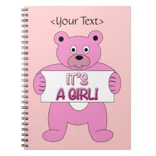 Caderno Espiral É um Urso Rosa Menino