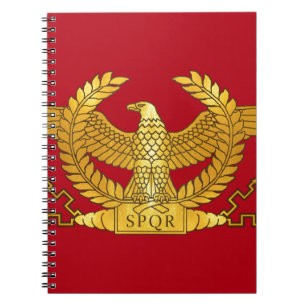 Caderno Espiral Eagle dourado romano no vermelho
