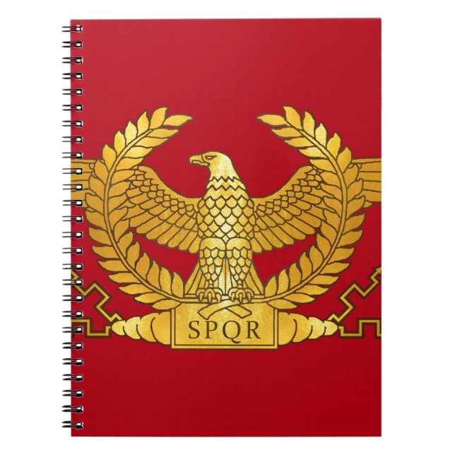 Caderno Espiral Eagle dourado romano no vermelho (Frente)