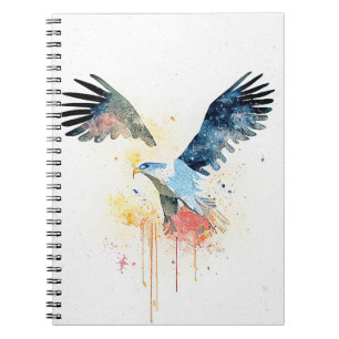 Caderno Espiral Eagle Wild Animal Nature Watercolor Pintura