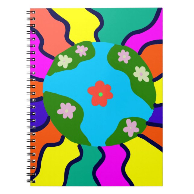 Caderno Espiral Earth Retro Vibes Art (Frente)